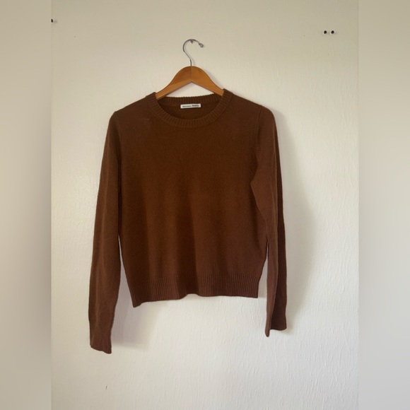 Reformation Jeans 100% Cashmere Brown Crewneck Jumper Size Large - Picture 1 of 5
